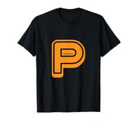 Lettre rétro en gras Orange - P - Contour - Alphabet T-Shirt