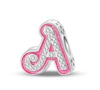 Lettre rose une breloque en perles, breloque en perles, convient aux bracelets de 3 mm à 4,5 mm