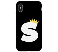 Lettre S Majuscule Alphabet Monogramme Initiale Roi Reine Couronne Coque pour iPhone X/XS