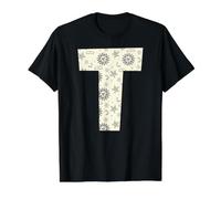 Lettre T Alphabet céleste Initiale Monogramme T-Shirt Graphique avec Valeur, Homme, Noir, M