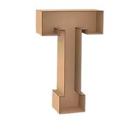 Lettre T décorative 3D en bois, hauteur 100 cm, couleur naturelle