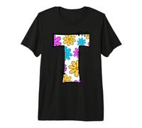 Lettre T Floral Daisy Retro Alphabet Graphic T-Shirt Haut de Gamme