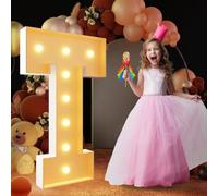 Lettre T géante lumineuse à DEL de 120 cm, panneau lumineux en mosaïque pour chapiteau, lettres LED pour Saint-Valentin, anniversaire, Noël, Nouvel An