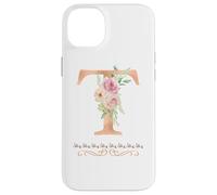 Lettre T initiale aquarelle pour femme Rose poudré Coque pour iPhone 14 Plus