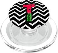 Lettre T Initiale Pastèque Monogramme Été PopSockets PopGrip pour MagSafe