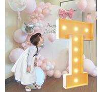 Lettre T lumineuse à LED pour chapiteau 120 cm - Cadre prédécoupé - Lettres lumineuses géantes pour la maternelle, le lycée