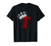 Lettre T Rouge Bordeaux Initiale + Couronne T-Shirt