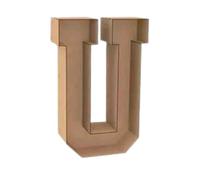 Lettre U décorative en bois, hauteur 100 cm, 3D, couleur naturelle