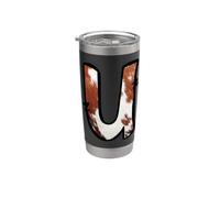 Lettre U en cuir de vache monogramme graphique Gobelet isotherme en acier inoxydable double paroi
