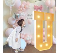 Lettre U lumineuse à LED pour chapiteau 120 cm - Cadre prédécoupé - Lettres lumineuses géantes pour la maternelle, le lycée