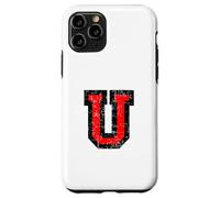 Lettre-U (Vintage Noir et Rouge) U Coque pour iPhone 11 Pro