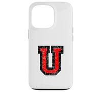 Lettre-U (Vintage Noir et Rouge) U Coque pour iPhone 13 Pro