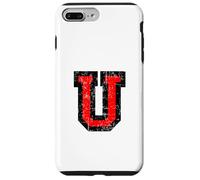 Lettre-U (Vintage Noir et Rouge) U Coque pour iPhone 7 Plus/8 Plus