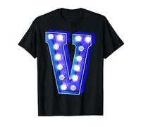 Lettre V pour chapiteau rétro Bleu Monogramme Initiale lumière T-Shirt