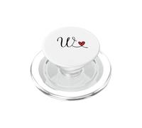 Lettre W avec Monogramme en Forme de cœur - Cadeau typographique Manuscrit PopSockets PopGrip pour MagSafe
