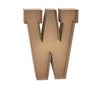 Lettre W décorative en bois 3D, 1 mètre de haut, couleur marron