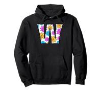 Lettre W Floral Daisy Retro Alphabet Graphic Sweat à Capuche