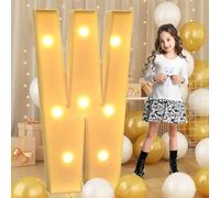 Lettre W géante lumineuse à LED de 100 cm - 3,3 pieds, panneau lumineux de chapiteau en mosaïque, lampes à lettres LED pour Saint-Valentin, anniversaire, Noël, Nouvel An