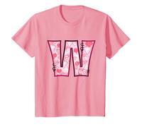 Lettre W Initiale Rose Monogramme Cœurs Girly T-Shirt