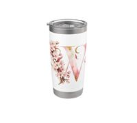 Lettre W Initiale W Fleurs Roses Demoiselle d'honneur Alphabet Lettre W Gobelet isotherme en acier inoxydable double paroi
