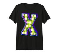 Lettre X électrique éclairée coloré Alphabet Art Design T-Shirt Haut de Gamme