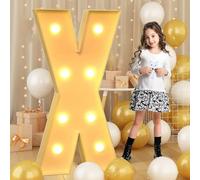 Lettre X géante de 70 cm avec lumières LED, panneau lumineux en mosaïque d'auvent, spots de lettres LED pour la Saint-Valentin, anniversaire, Noël et Nouvel An