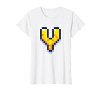 Lettre Y 8 Bits Pixel Alphabet Initiale T-Shirt Graphique avec Valeur, Femme, Blanc, XL
