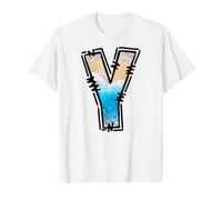 Lettre Y Coastal Alphabet Beach Initiale Monogramme Art T-Shirt Graphique avec Valeur, Homme, Blanc, L