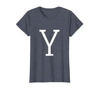 Lettre Y Initiale du nom Monogramme Lettre Majuscule T-Shirt, Femme, Bleu Chiné, 3XL