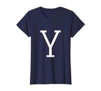 Lettre Y Initiale du nom Monogramme Lettre Majuscule T-Shirt, Femme, Bleu Marine, XXL
