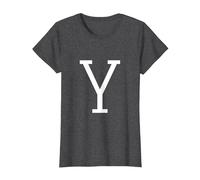 Lettre Y Initiale du nom Monogramme Lettre Majuscule T-Shirt, Femme, Chiné Foncé, 3XL