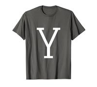 Lettre Y Initiale du nom Monogramme Lettre Majuscule T-Shirt, Homme, Asphalte, XXL