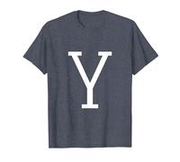 Lettre Y Initiale du nom Monogramme Lettre Majuscule T-Shirt, Homme, Bleu Chiné, 6XL