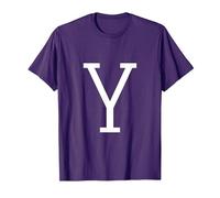 Lettre Y Initiale du nom Monogramme Lettre Majuscule T-Shirt, Homme, Violet, L
