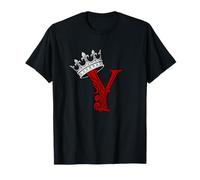 Lettre Y Rouge Bordeaux et Initiale + Couronne T-Shirt
