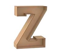 Lettre Z décorative en bois 3D, 1 mètre, couleur dorée