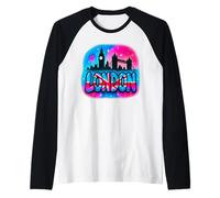 Lettres à Bulles rétro London Skyline Union Jack Pastel Manche Raglan