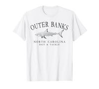 Lettres arquées rétro en Ardoise en Forme de Requin de Caroline du Nord d'Outer Banks T-Shirt