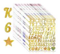 Lettres Autocollantes en Mousse Doré - 20 Feuilles avec Chiffres et Symboles pour Décorer Caps, Cadeaux (23x20x2,5 cm)