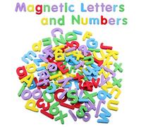 Lettres Chiffres Magnétiques, 108 Pack Alphabet Majuscules et Minuscules Enfant, Lettres Aimantées en EVA, Numéros pour Jouet Educatif Multicolor