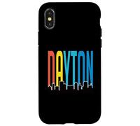 Lettres colorées de Dayton avec horizon de Dayton Ohio Souvenir Coque pour iPhone X/XS