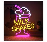 BYAMBD Lettres colorées Intérieur Luminaires Panneau Lumineux Au Néon Milk Shakes Pour Décoration De Magasin De Jus De Café Avec Alimentation USB Pour Salon, Chambre À Coucher, 27cm×37cm