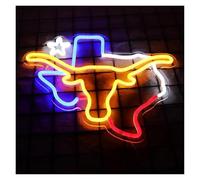 BYAMBD Lettres colorées Intérieur Luminaires Panneau Lumineux LED Au Néon Longhorn Pour Chambre, Bar, TEXAS, Décoration Murale, Western, Pour Amis, Collègues, Partenaires