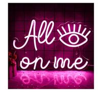 Lettres colorées Intérieur Luminaires Panneau Néon "All Eyes On Me" Pour Décoration Murale, Lettres Lumineuses, Pour Chambre De Fille, Bar, Fête De Mariage, Anniversaire 40cmx27cm(Rose)