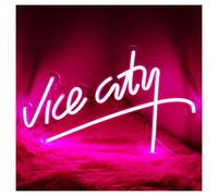 Lettres colorées Intérieur Luminaires Panneau Néon Vice City Pour Décoration Murale, Lumière LED USB Pour Chambre À Coucher, Caverne D'homme, Salle De Jeux, 39.6cmx24.9cm