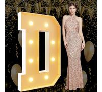 Lettres D géantes lumineuses en mosaïque pour chapiteau d'anniversaire, mariage, fiançailles, décorations de fête, cadre à faire soi-même, kit de planche en mousse prédécoupée, 1,2 m