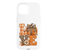 Lettres d'automne rustiques Citrouille léopard Vichy Coque pour iPhone 15