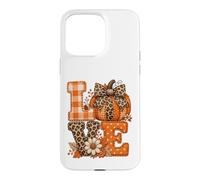 Lettres d'automne rustiques Citrouille léopard Vichy Coque pour iPhone 15 Pro Max