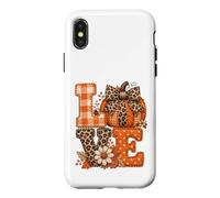 Lettres d'automne rustiques Citrouille léopard Vichy Coque pour iPhone X/XS