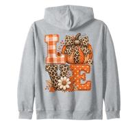 Lettres d'automne rustiques Citrouille léopard Vichy Sweat à Capuche